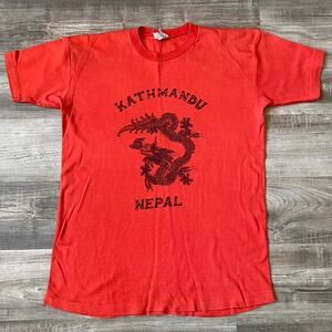 Vintage 80’s Single Stitch Kathmandu Nepal Dragon Print Tee Size Small to Medium